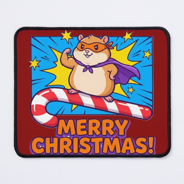 Item preview, Super Hamster Christmas Power – Cute Hero Xmas Candy Cane Art designed and sold by UniqueArtsOnly.