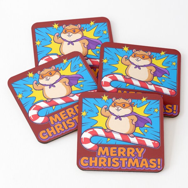 Item preview, Super Hamster Christmas Power – Cute Hero Xmas Candy Cane Art designed and sold by UniqueArtsOnly.