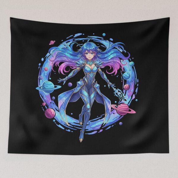 Item preview, Cosmic Manga Warrior – Galaxy Aura Fantasy Print designed and sold by Tily360.