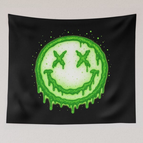 Item preview, Neon Green Melting Smiley – Grunge Nirvana Inspired Fan Art designed and sold by AddictiveDesign.