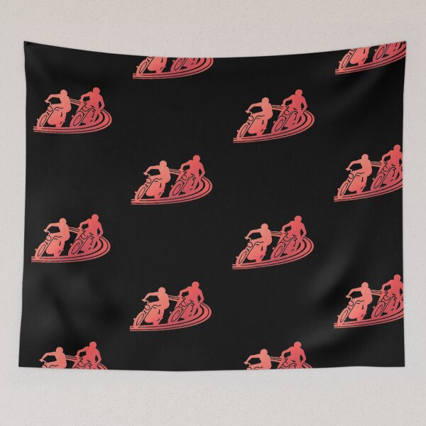Item preview, Two motorbike riders turning in a race curve_21_Red Paint_side view designed and sold by Aariq.