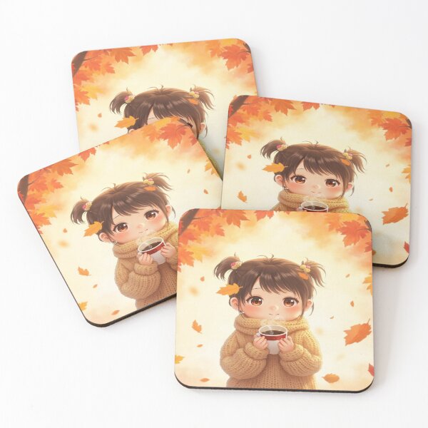 Item preview, Kawaii Autumn Girl With Cozy Sweater and Warm Drink designed and sold by Cristhian Almanza.