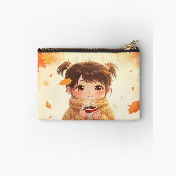 Item preview, Kawaii Autumn Girl With Cozy Sweater and Warm Drink designed and sold by Cristhian Almanza.