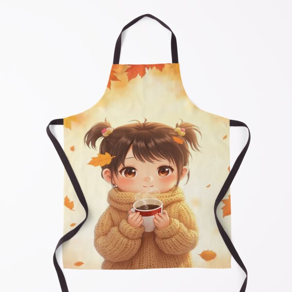 Item preview, Kawaii Autumn Girl With Cozy Sweater and Warm Drink designed and sold by Cristhian Almanza.