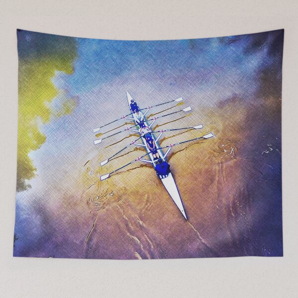 Item preview, Rowing Overhead Textured Impressionist Art Print designed and sold by Michael van der Hoorn.