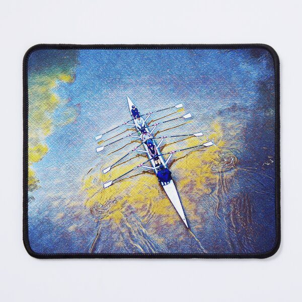 Item preview, Rowing Overhead Blue and Gold Textured Art Print designed and sold by Michael van der Hoorn.