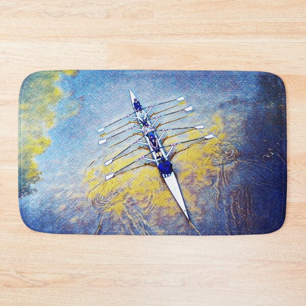 Item preview, Rowing Overhead Blue and Gold Textured Art Print designed and sold by Michael van der Hoorn.