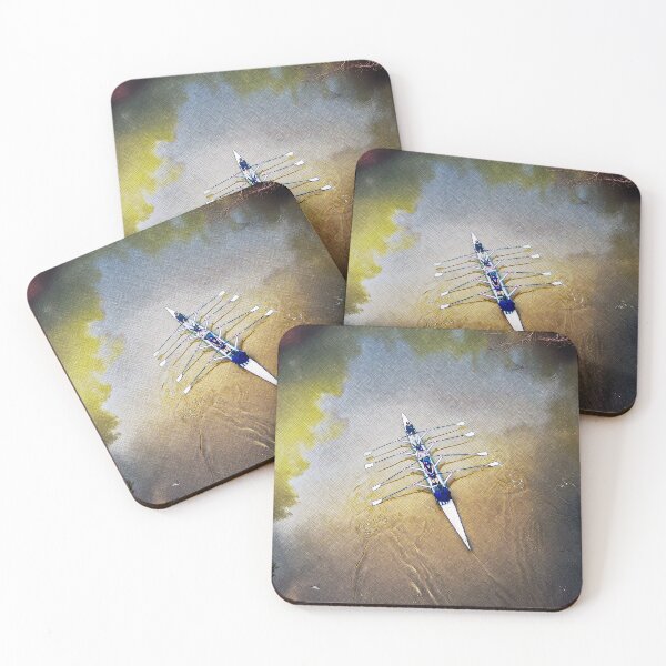 Item preview, Rowing Overhead Warm Textured Water Art Print designed and sold by Michael van der Hoorn.