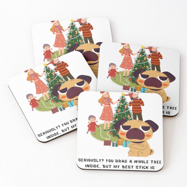 Item preview, Grumpy Pug Christmas Card Funny Holiday T-Shirt Gift | Seriously You Drag a Whole Tree Inside designed and sold by DoveVonBucket.