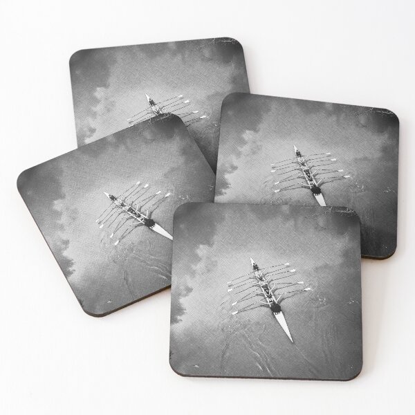 Item preview, Black and White Rowing Overhead Fine Art Print designed and sold by Michael van der Hoorn.