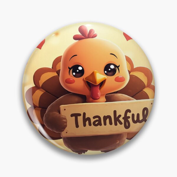 Item preview, Cute Thankful Turkey – Kawaii Thanksgiving Illustration designed and sold by Cristhian Almanza.