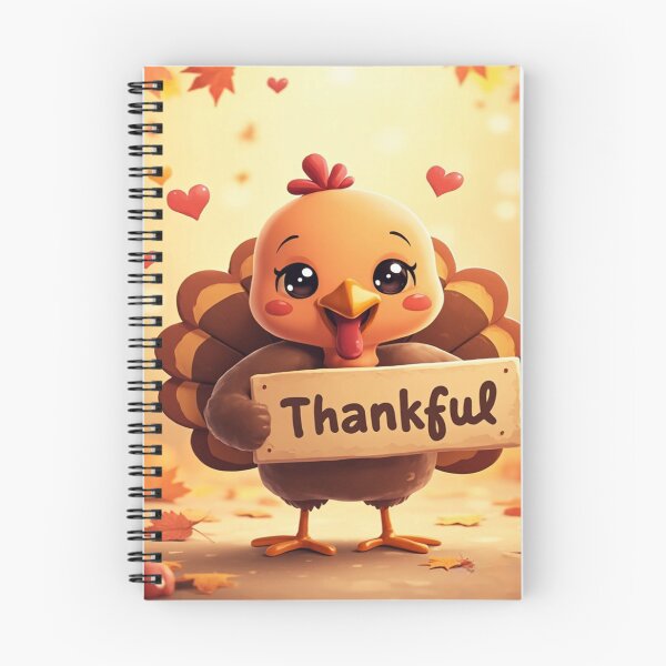 Item preview, Cute Thankful Turkey – Kawaii Thanksgiving Illustration designed and sold by Cristhian Almanza.