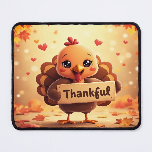 Item preview, Cute Thankful Turkey – Kawaii Thanksgiving Illustration designed and sold by Cristhian Almanza.