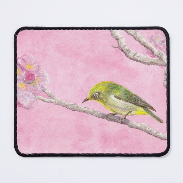Item preview, Warbling White-Eye in Sakura Tree designed and sold by Angela Micheli Otwell.
