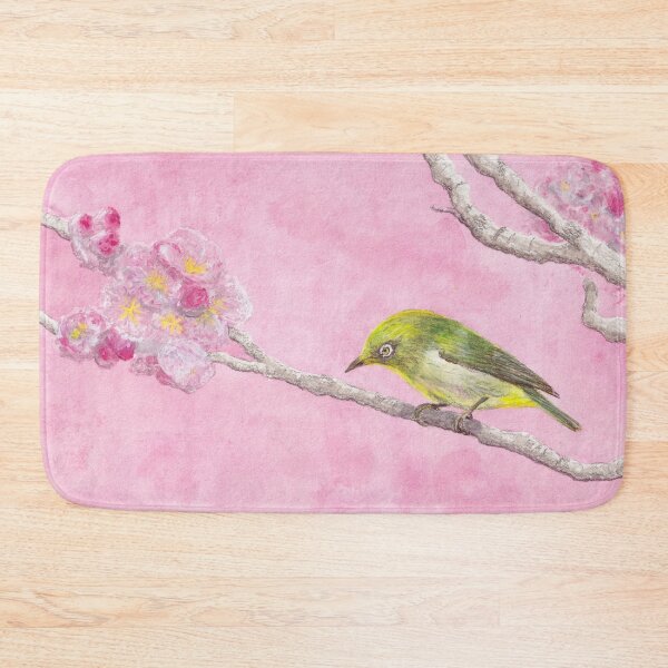 Item preview, Warbling White-Eye in Sakura Tree designed and sold by Angela Micheli Otwell.