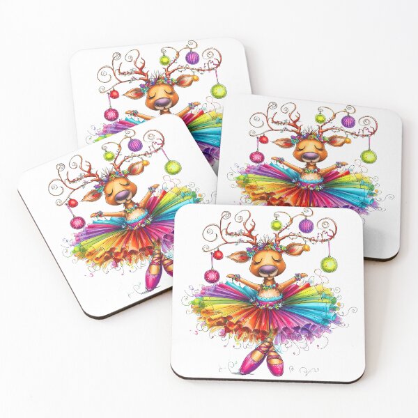 Item preview, Christmas Whimsical Reindeer Ballerina In Rainbow Colors designed and sold by DEC02.
