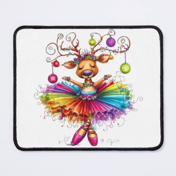Item preview, Christmas Whimsical Reindeer Ballerina In Rainbow Colors designed and sold by DEC02.