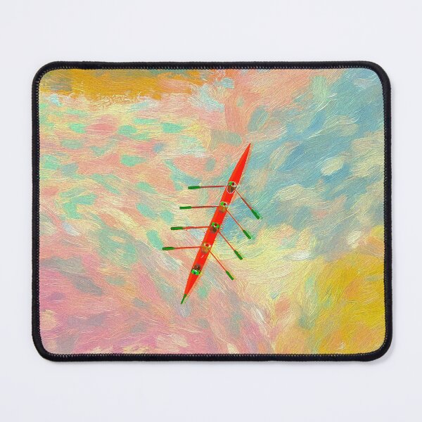 Item preview, Red Rowing Boat Impressionist Artwork – Modern Wall Art by Australian Artist designed and sold by Michael van der Hoorn.