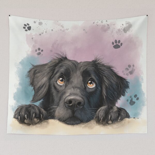 Item preview, Flat Coated Retriever Peeking over Wall 01 designed and sold by Elisabeth Lucas.
