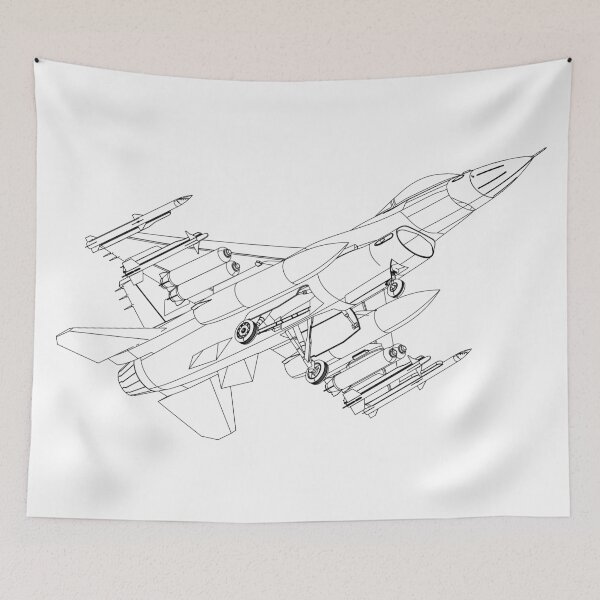 Item preview, F-16 Fighting Falcon Blueprint (Side) – Fighter Jet Technical Line Art Aviation Poster designed and sold by Richies3D.