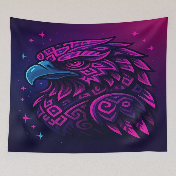 Item preview, Futuristic Tribal Eagle — Magenta Cyber Glow Totem Art | Neon Cyberpunk Bird Illustration designed and sold by AyoubCreativeLab.