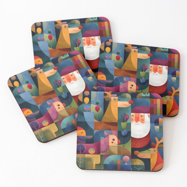 Item preview, Christmas Santa And Reindeer Abstract Folk Art Designs designed and sold by DEC02.