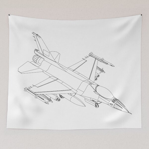 Item preview, F-16 Fighting Falcon Blueprint (top down) – Fighter Jet Technical Line Art Aviation Poster designed and sold by Richies3D.