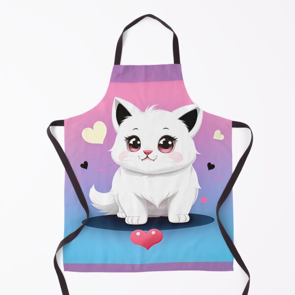Item preview, Fluffy White Kitten with Pink and Blue Hearts designed and sold by CASASIS_MERCH.