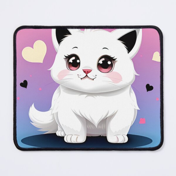 Item preview, Fluffy White Kitten with Pink and Blue Hearts designed and sold by CASASIS_MERCH.