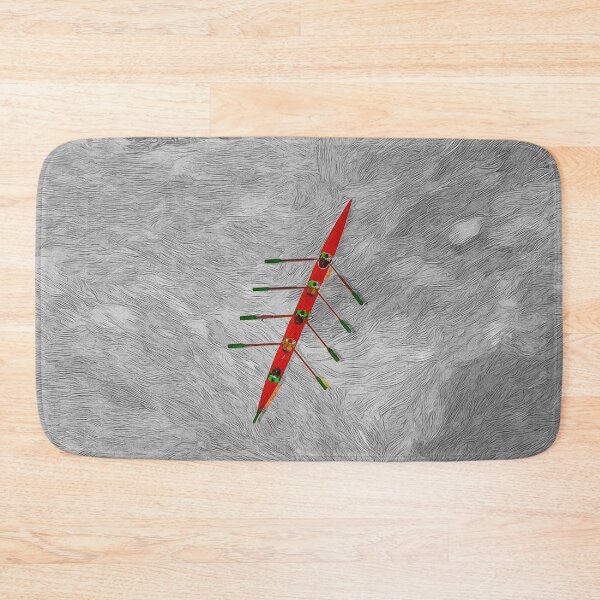 Item preview, Red Boat Rowing Art on Monochrome Abstract Water designed and sold by Michael van der Hoorn.