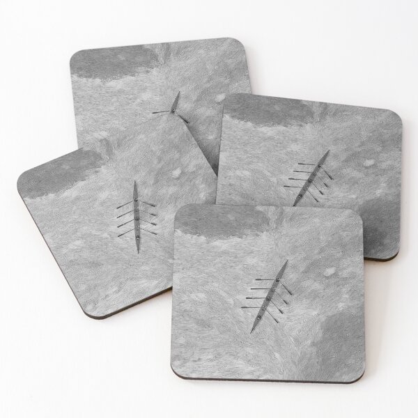 Item preview, Monochrome Rowing Art Print Over Textured Water designed and sold by Michael van der Hoorn.