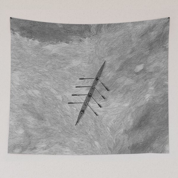 Item preview, Monochrome Rowing Art Print Over Textured Water designed and sold by Michael van der Hoorn.