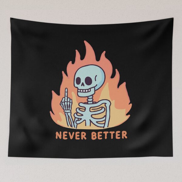 Item preview, Skeleton Middle Finger On fire Never Better designed and sold by Gkinoki.