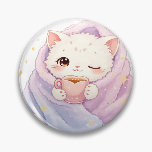 Item preview, Cozy Kawaii Cat – Cute Blanket & Hot Drink Illustration designed and sold by Cristhian Almanza.