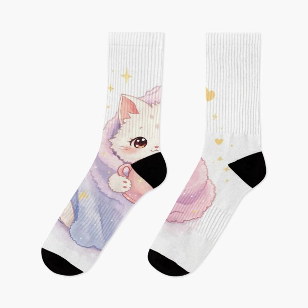 Item preview, Cozy Kawaii Cat – Cute Blanket & Hot Drink Illustration designed and sold by Cristhian Almanza.