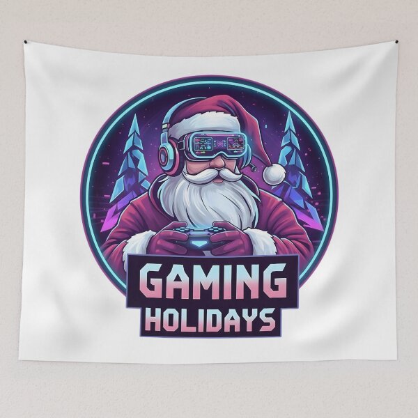 Item preview, Retro Neon Gamer Santa VR Headset Gaming Holidays designed and sold by SoulenCify.