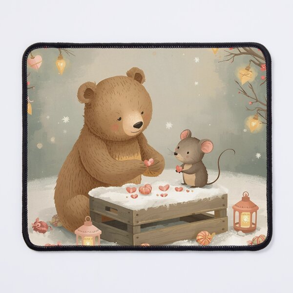 Item preview, Valentine’s Bear & Mouse Couple • Whimsical Heart Candy Prep Art designed and sold by WildlifeWhimsy.