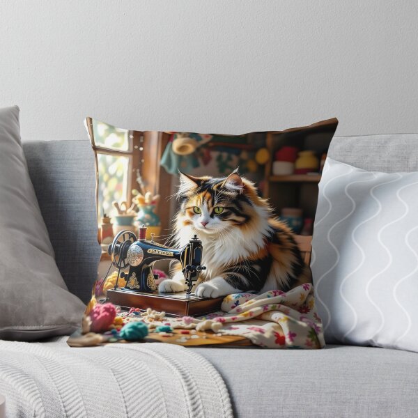 Item preview, Easily Distracted By Cats And Sewing - A Cat Sewing designed and sold by Wiss2Arts.