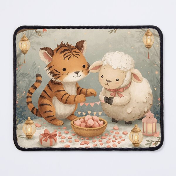 Item preview, Valentine’s Tiger & Sheep Couple • Whimsical Heart Garland Prep Art designed and sold by WildlifeWhimsy.