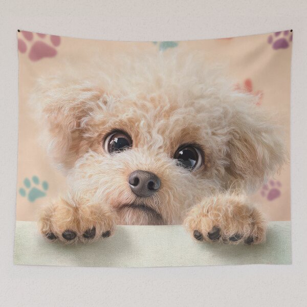 Item preview, Miniature Poodle Peeking over Wall 01 designed and sold by Elisabeth Lucas.