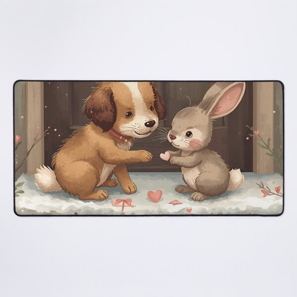 Item preview, Valentine’s Dog & Bunny Couple • Whimsical Heart Envelope Prep Art designed and sold by WildlifeWhimsy.