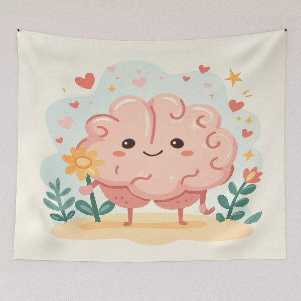 Item preview, Cute Kawaii Brain – Positive Mind & Self-Love Illustration designed and sold by Cristhian Almanza.