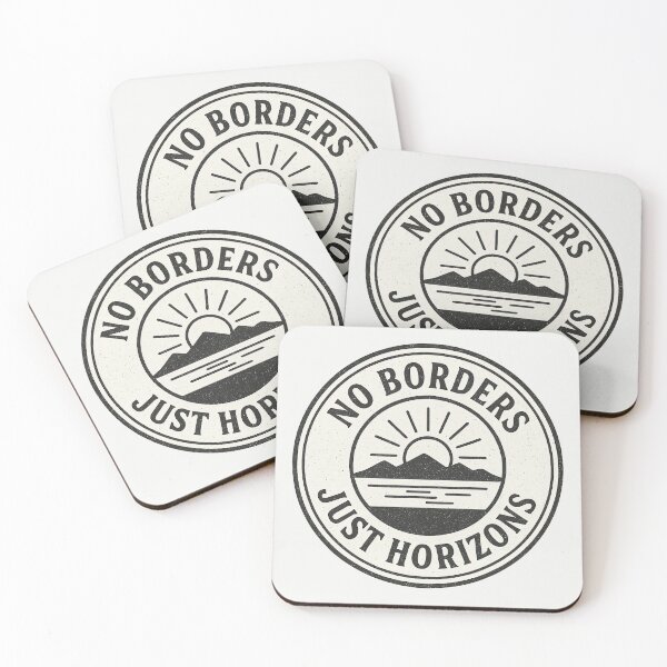 Item preview, Vintage Stamp – “No Borders, Just Horizons” Inspirational Travel Quote designed and sold by The Abstract Vision.