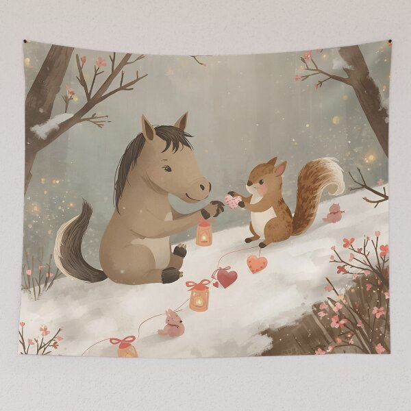 Item preview, Valentine’s Horse & Squirrel Couple • Whimsical Heart Token Prep Art designed and sold by WildlifeWhimsy.