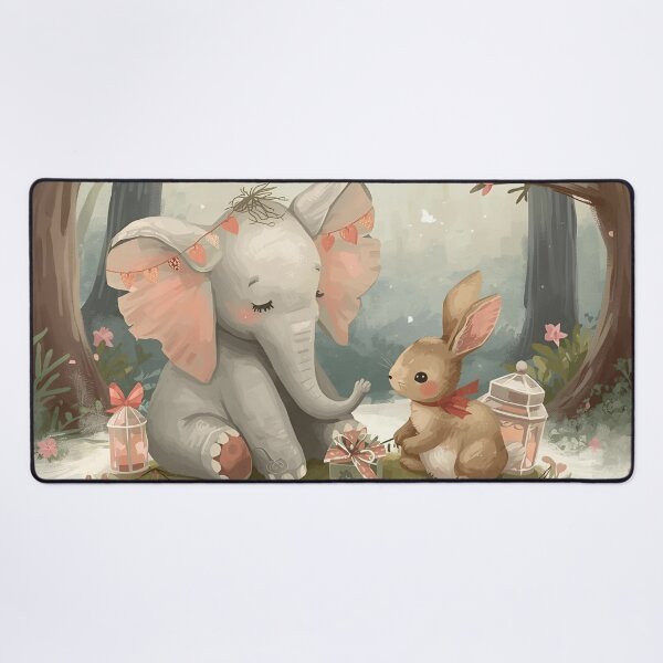Item preview, Valentine’s Elephant & Rabbit Couple • Whimsical Heart Garland Prep Art designed and sold by WildlifeWhimsy.