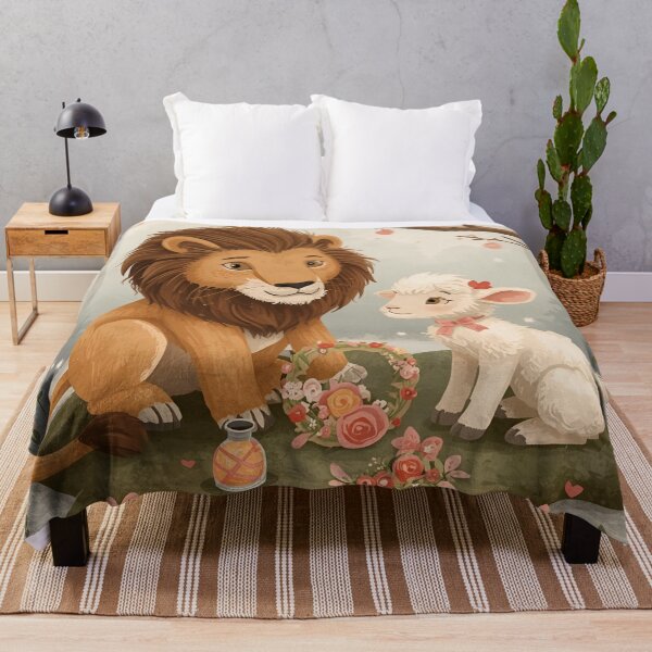 Item preview, Valentine’s Lion & Lamb Couple • Whimsical Heart Wreath Prep Art designed and sold by WildlifeWhimsy.