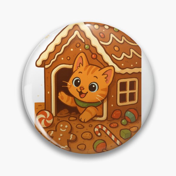 Item preview, Vintage Christmas Kitten in Gingerbread House – Cute Funny Holiday Cat Sticker designed and sold by RedStudioPRO872.