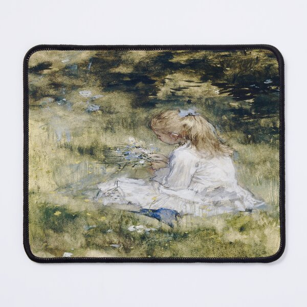 Item preview, Vintage Art | A Girl with Flowers on the Grass designed and sold by UBU-space.