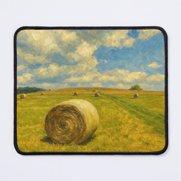 Item preview, Golden Hay Bale Landscape Under Summer Sky designed and sold by BeaconMarketing.
