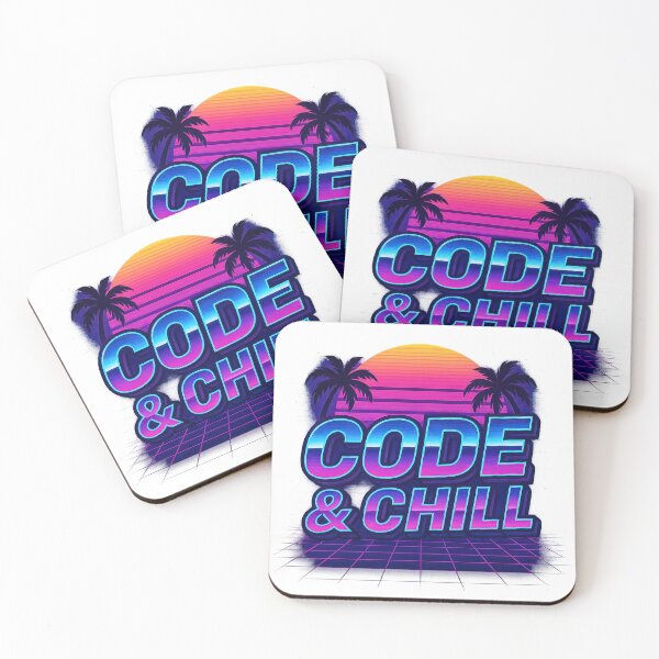 Item preview, Code & Chill - Retro Synthwave Developer Sticker designed and sold by jgvisualarts.